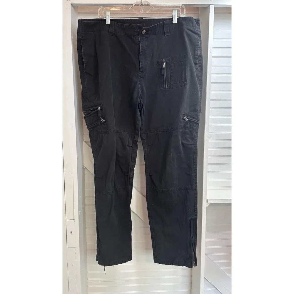 Free Knight Cargo Pants Men's 38 black tactical jeans Thrashed Y2K Skater grunge